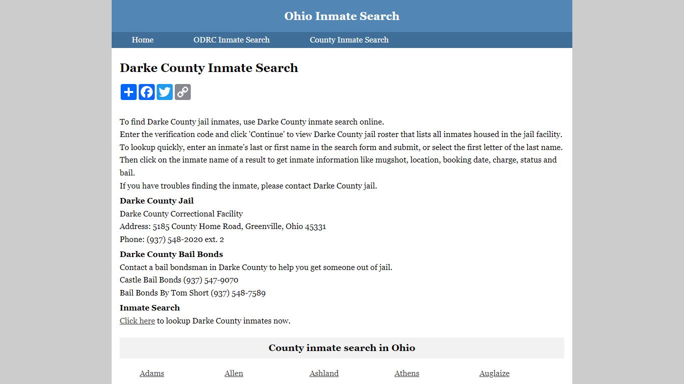 Darke County Inmate Search